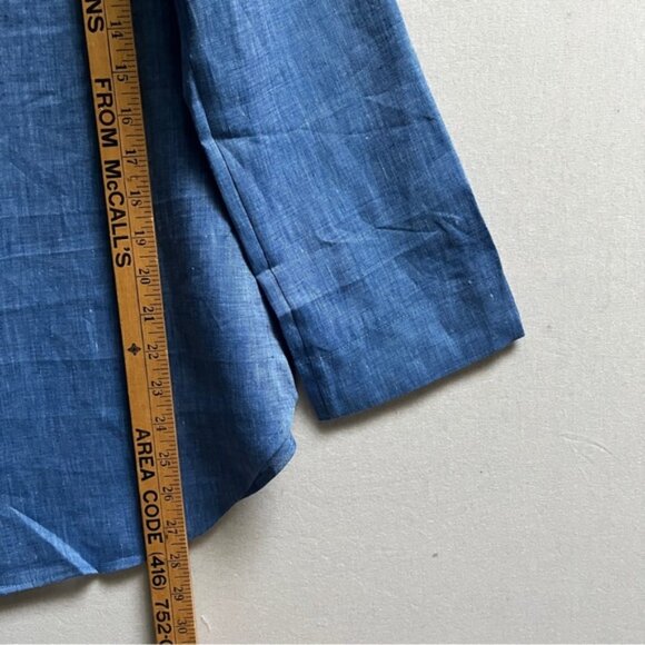 NWT Anne Fontaine Citron Blue Linen floral Appliqué Button down Shirt - Picture 7 of 8